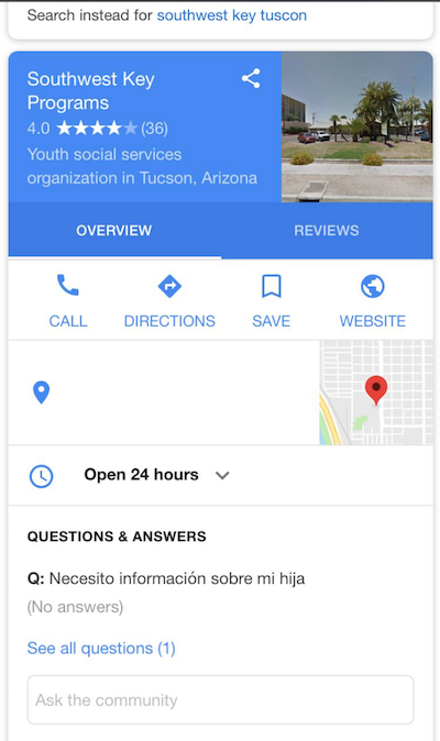 Southwest Key Tucson Google Business page